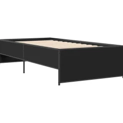 Rama łóżka czarna 75x190 cm materiał drewnopochodny i metal