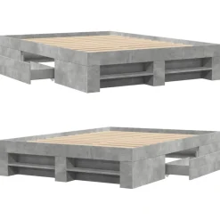 Rama łóżka szarość betonu 120x200 cm materiał drewnopochodny