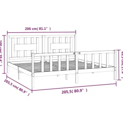 Rama łóżka z wezgłowiem czarna drewno sosnowe 200x200 cm