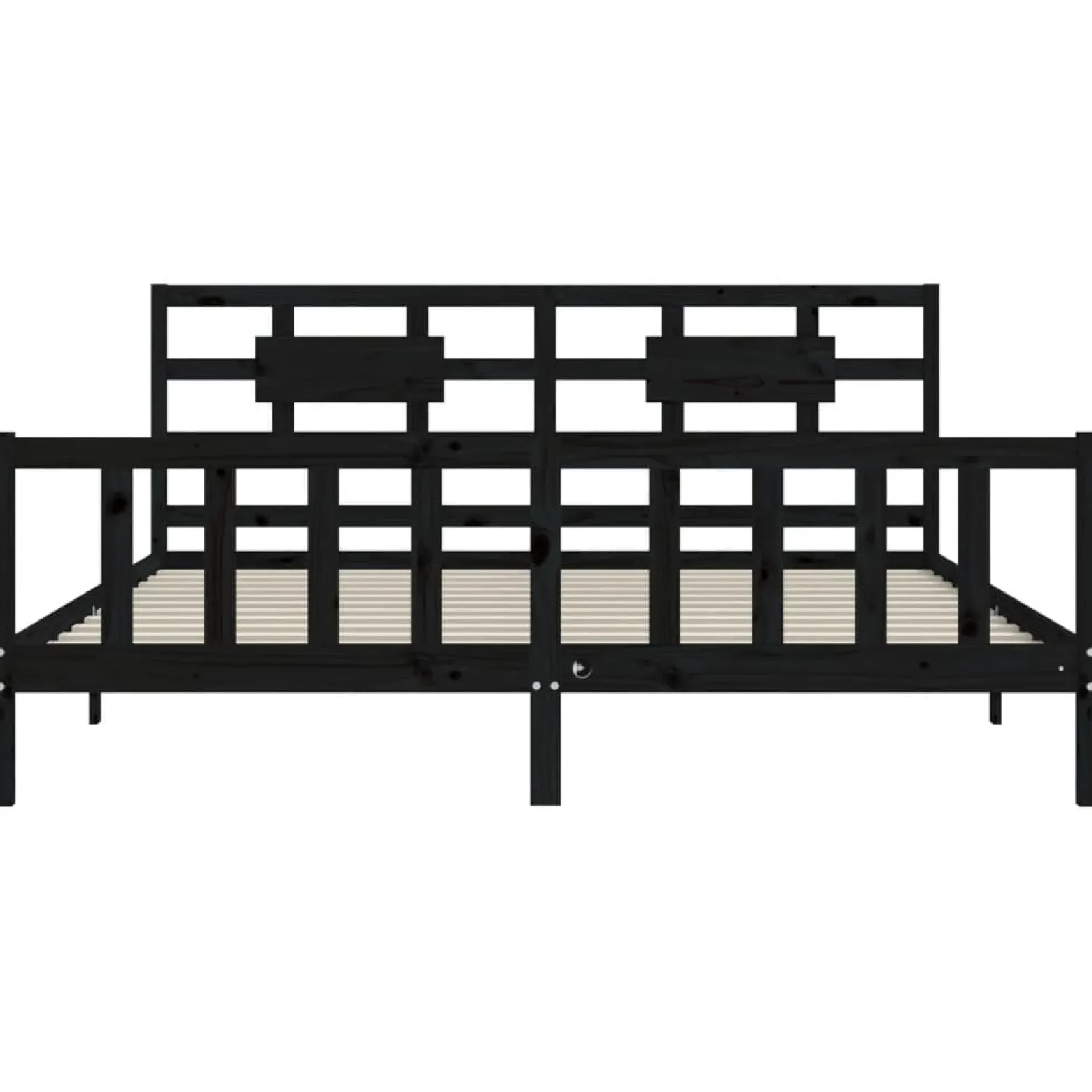 Rama łóżka z wezgłowiem czarna 200x200 cm lite drewno