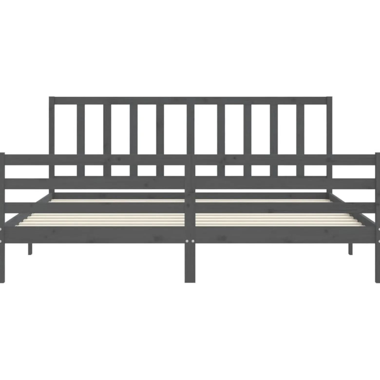 Rama łóżka z wezgłowiem szara 200x200 cm lite drewno