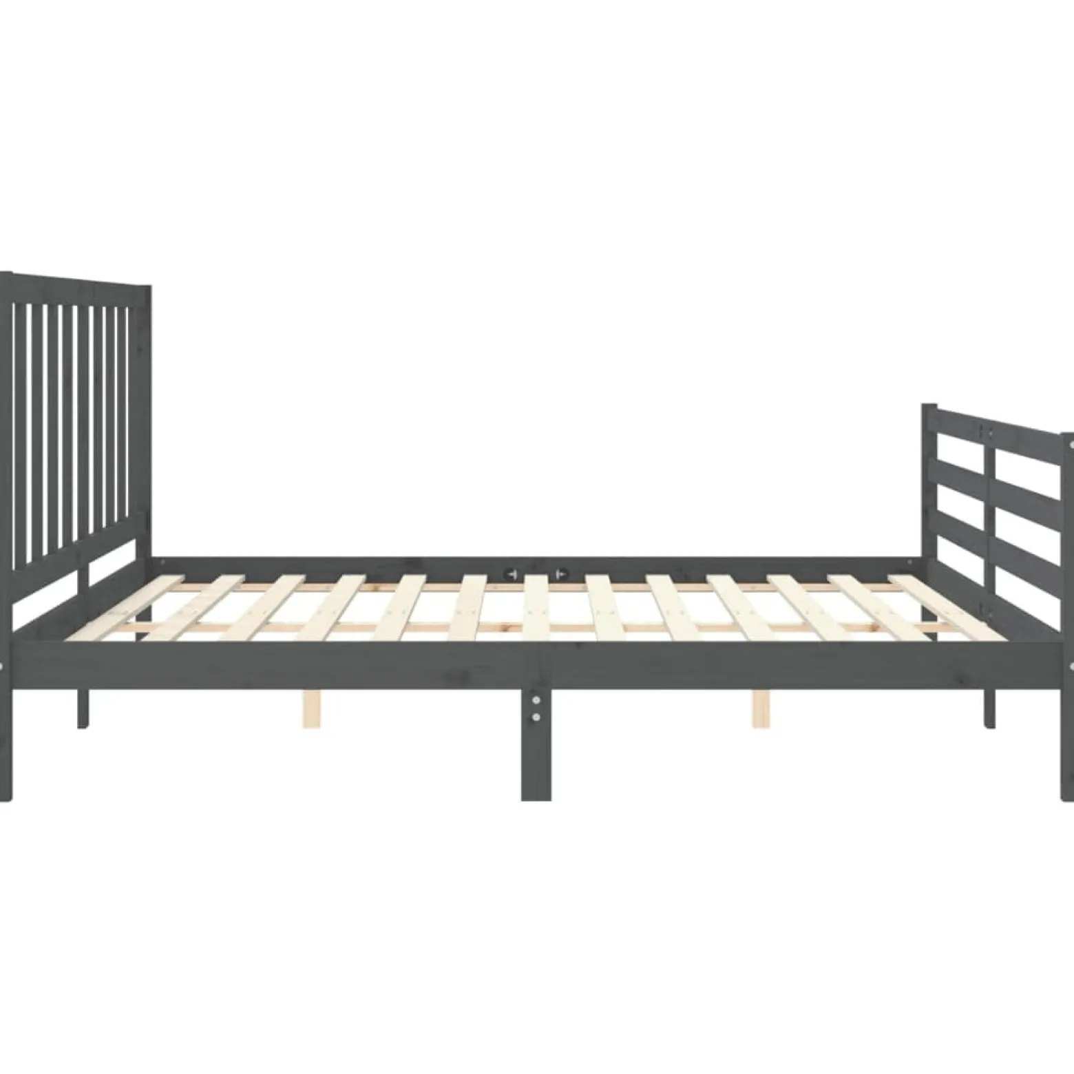 Rama łóżka z wezgłowiem szara 200x200 cm lite drewno
