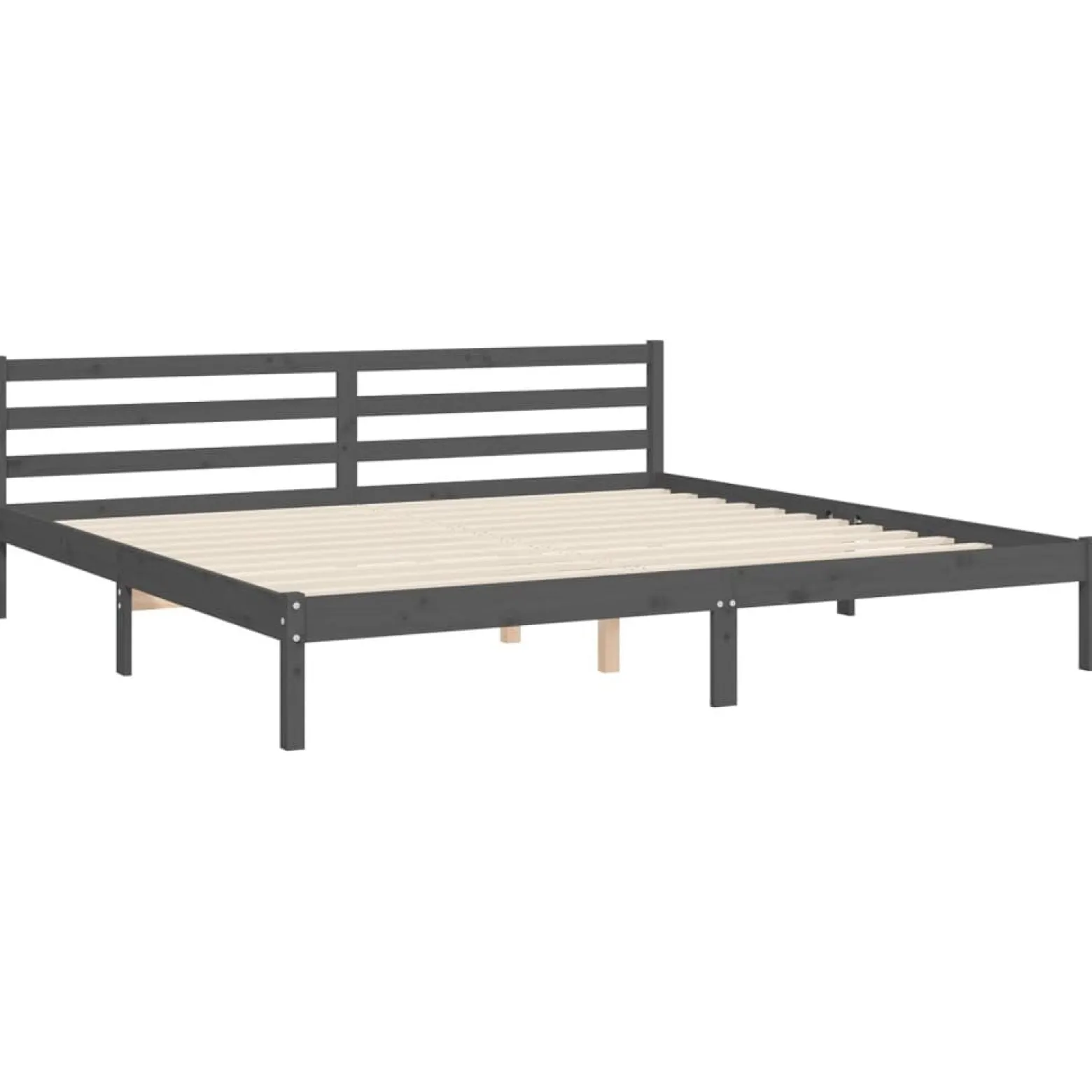 Rama łóżka z wezgłowiem szara 200x200 cm lite drewno