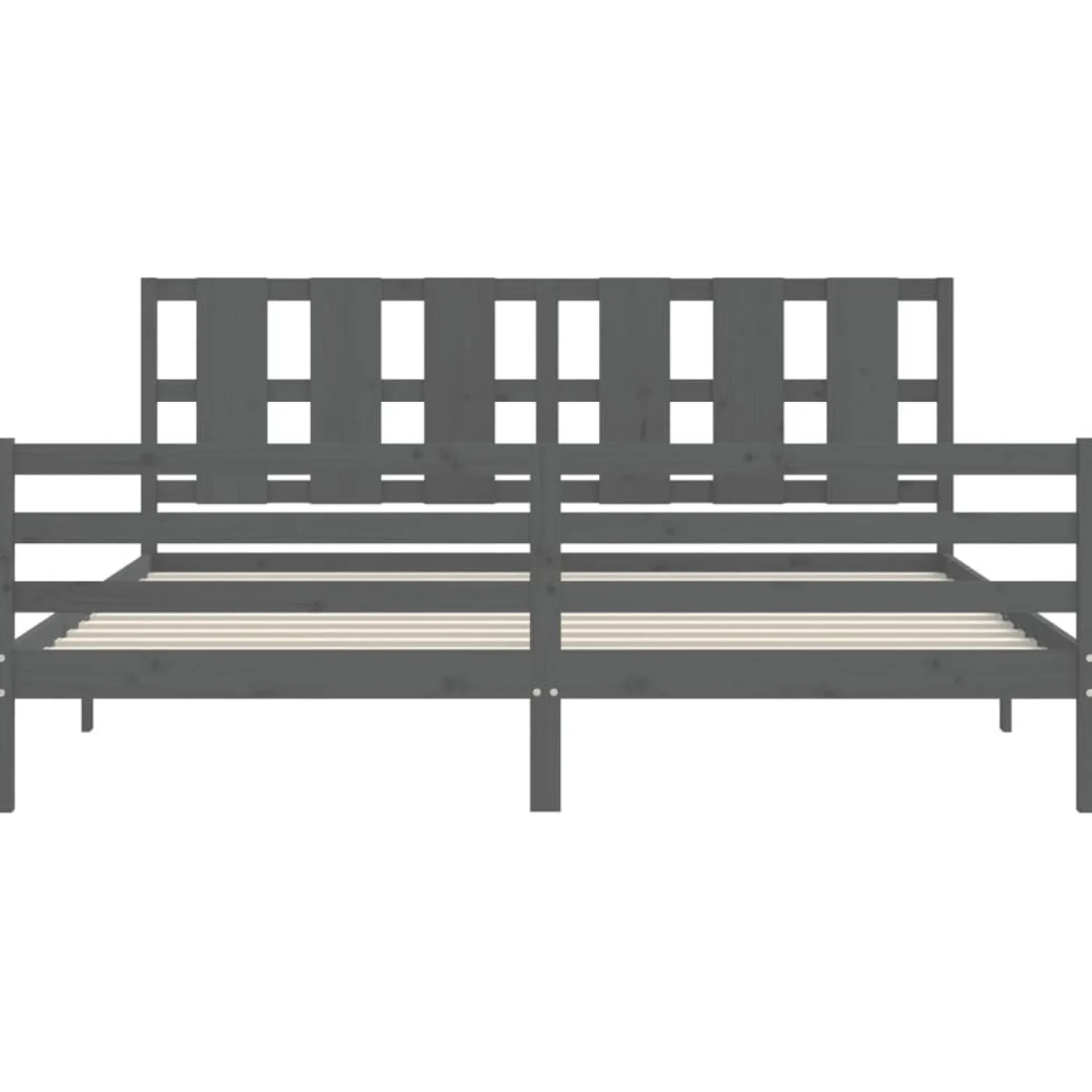 Rama łóżka z wezgłowiem szara 200x200 cm lite drewno