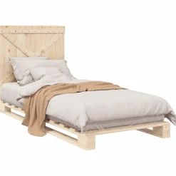 Rama łóżka z wezgłowiem 90x200 cm lite drewno sosnowe