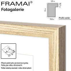Ramka na zdjęcia 2x 15x21 3x 13x18 dębowa galeria na 5 zdjęć 40x50 FRAMAI