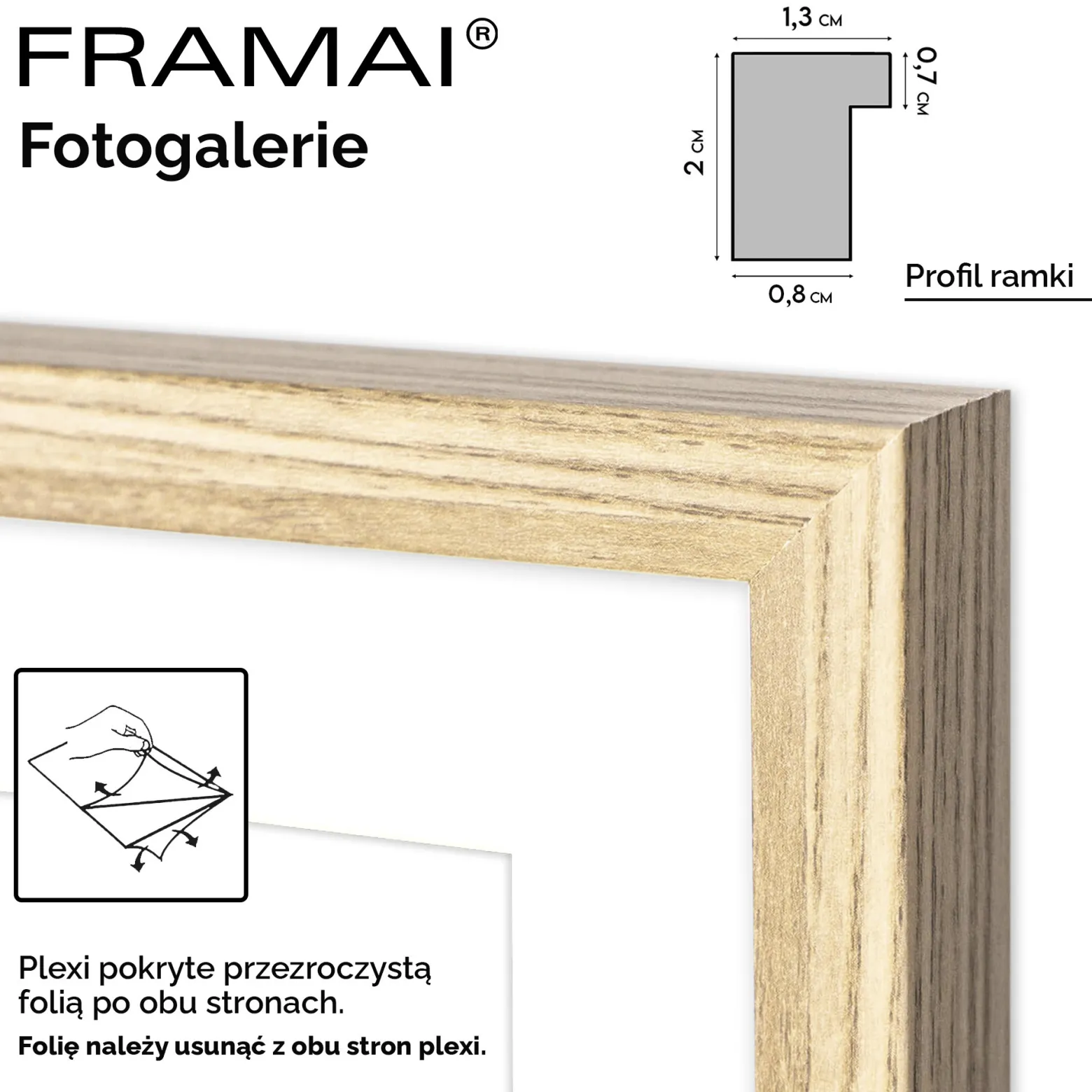 Ramka na zdjęcia 2x 15x21 3x 13x18 dębowa galeria na 5 zdjęć 40x50 FRAMAI
