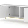 Ravenna C Szafka RTV 150 3D frez MDF biały połysk + RAMA ZŁOTA
