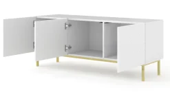 Ravenna C Szafka RTV 150 3D frez MDF biały połysk + RAMA ZŁOTA