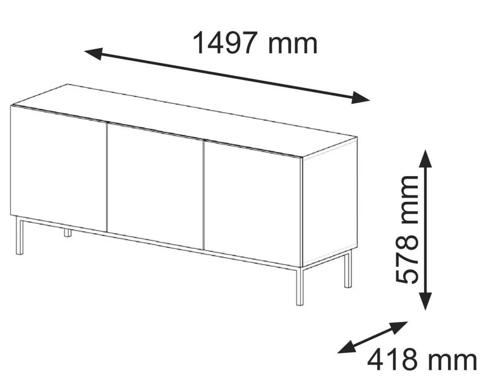 Ravenna C Szafka RTV 150 3D frez MDF biały połysk + RAMA ZŁOTA