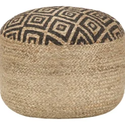 Ręcznie robiony puf, czarny, 45 x 30 cm, juta