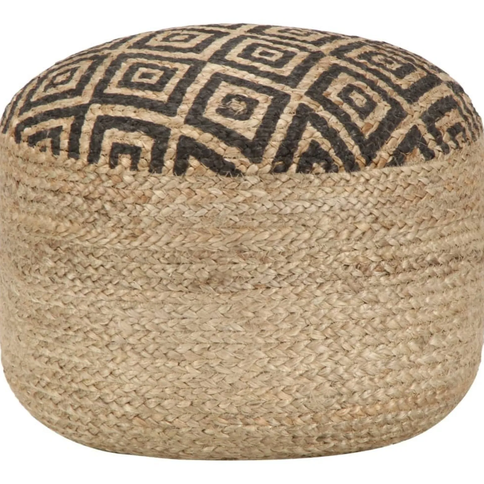 Ręcznie robiony puf, czarny, 45 x 30 cm, juta
