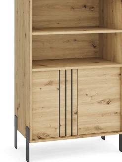 Regał 127 cm z szafką na książki do salonu NUVIO dąb artisan