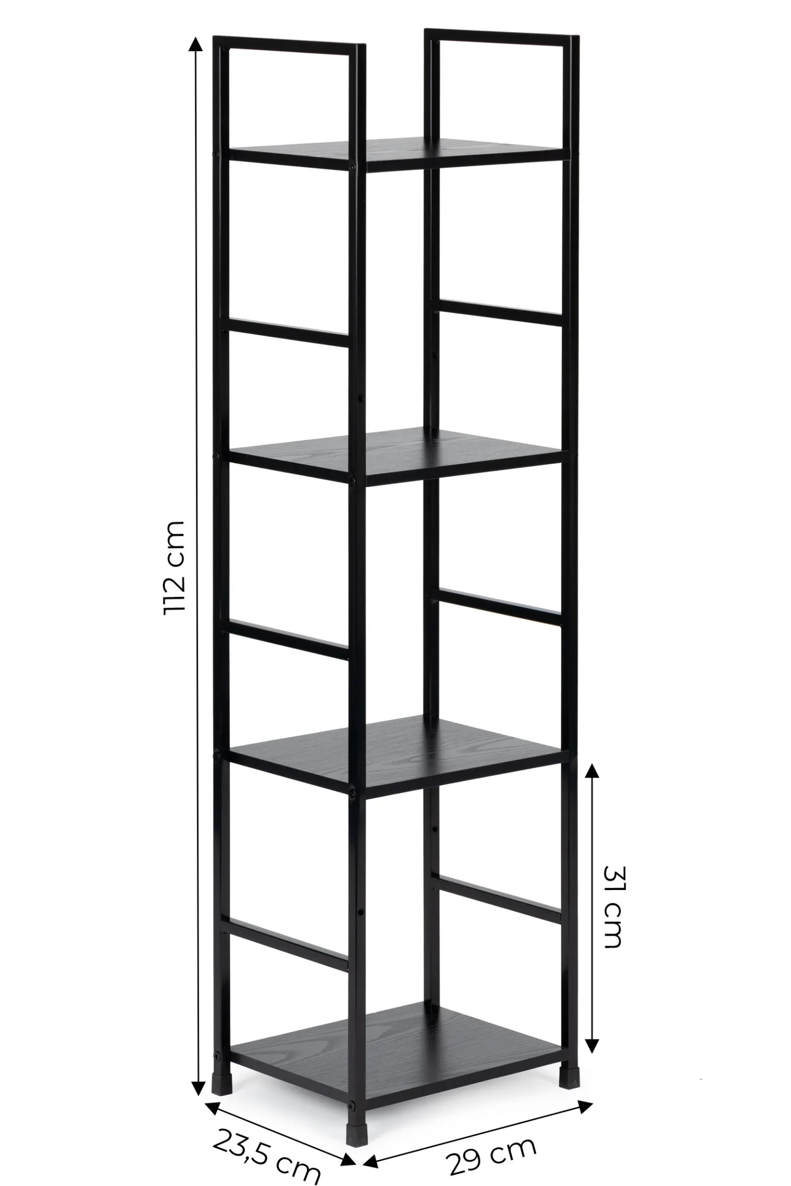 Regał drewniany nowoczesny metalowa rama LOFT 4 półki czarny