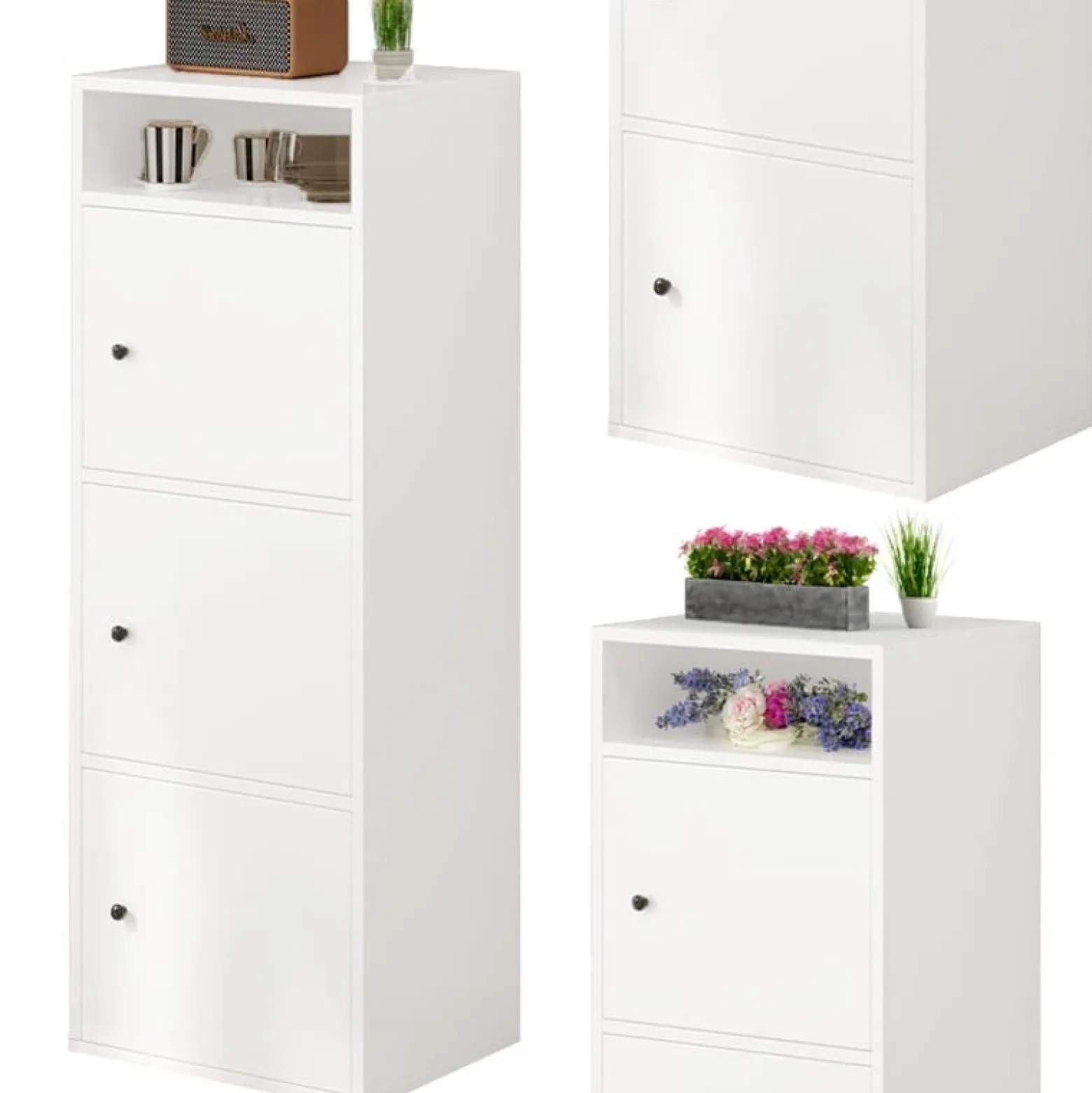 Regał industrialny biały stojący wysoki 138 cm