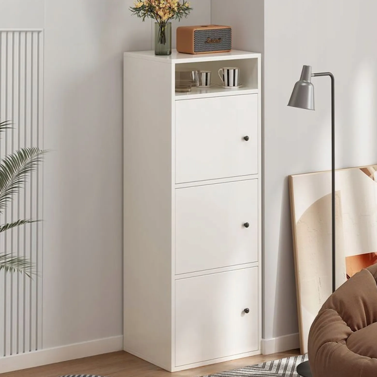 Regał industrialny biały stojący wysoki 138 cm