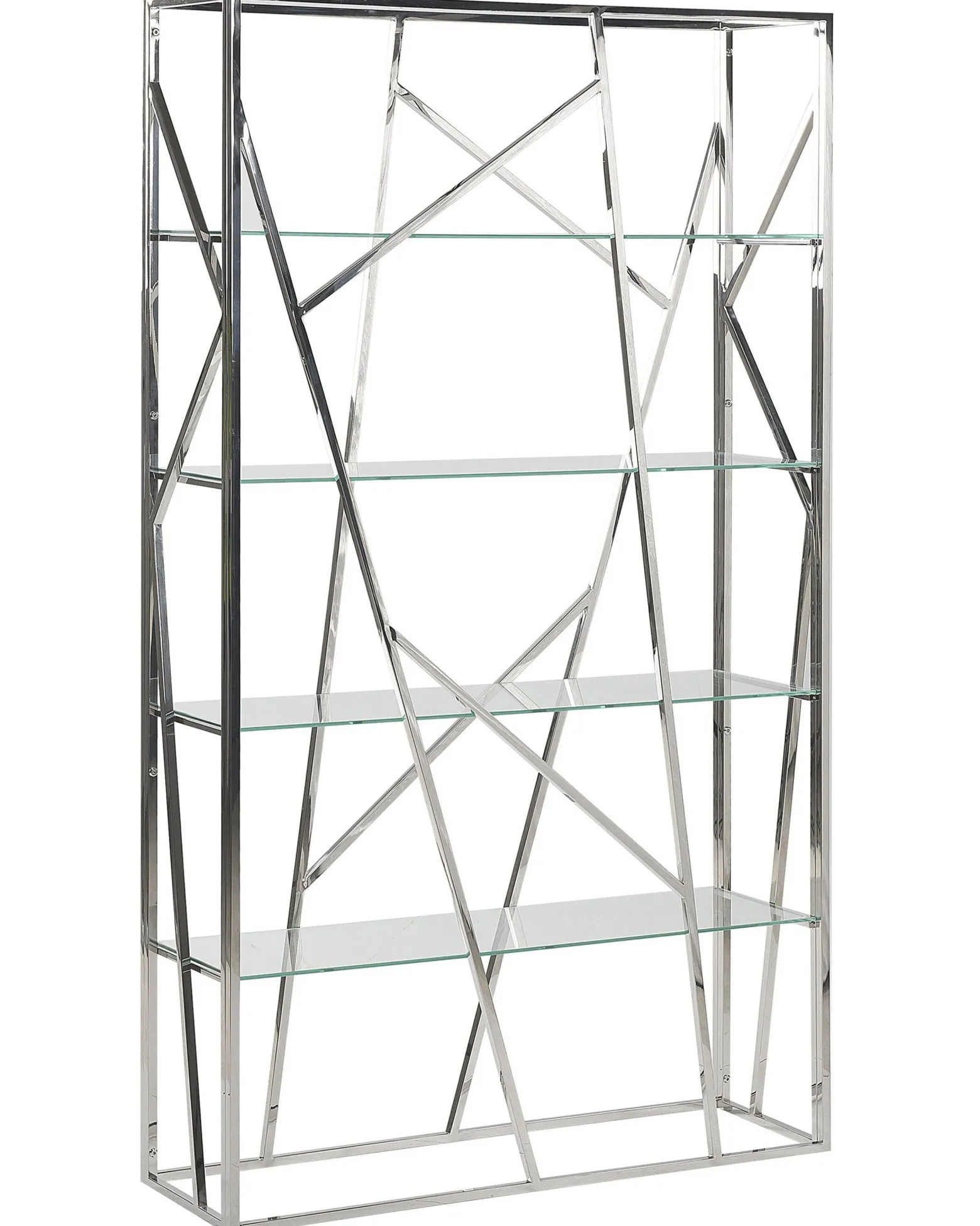 Regał książki 4 półki 32 cm srebrny