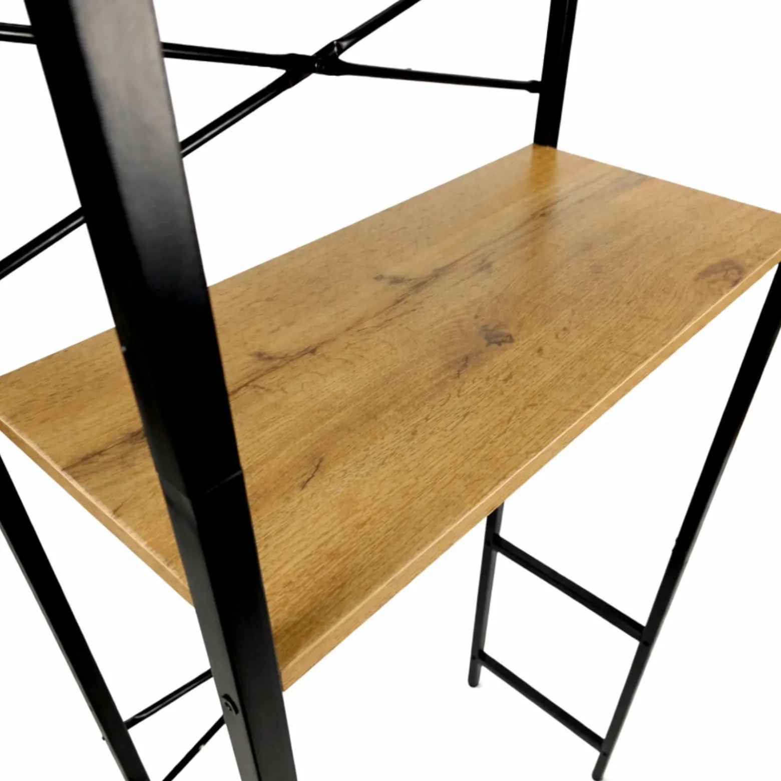 Regał nad pralkę loft półki łazienkowy olcha czarny metal 186x66x30