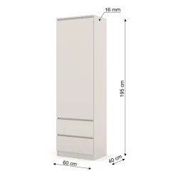 Regał pełny MAJA 60 cm 1D2S kaszmir 2 szuflady półki drzwi
