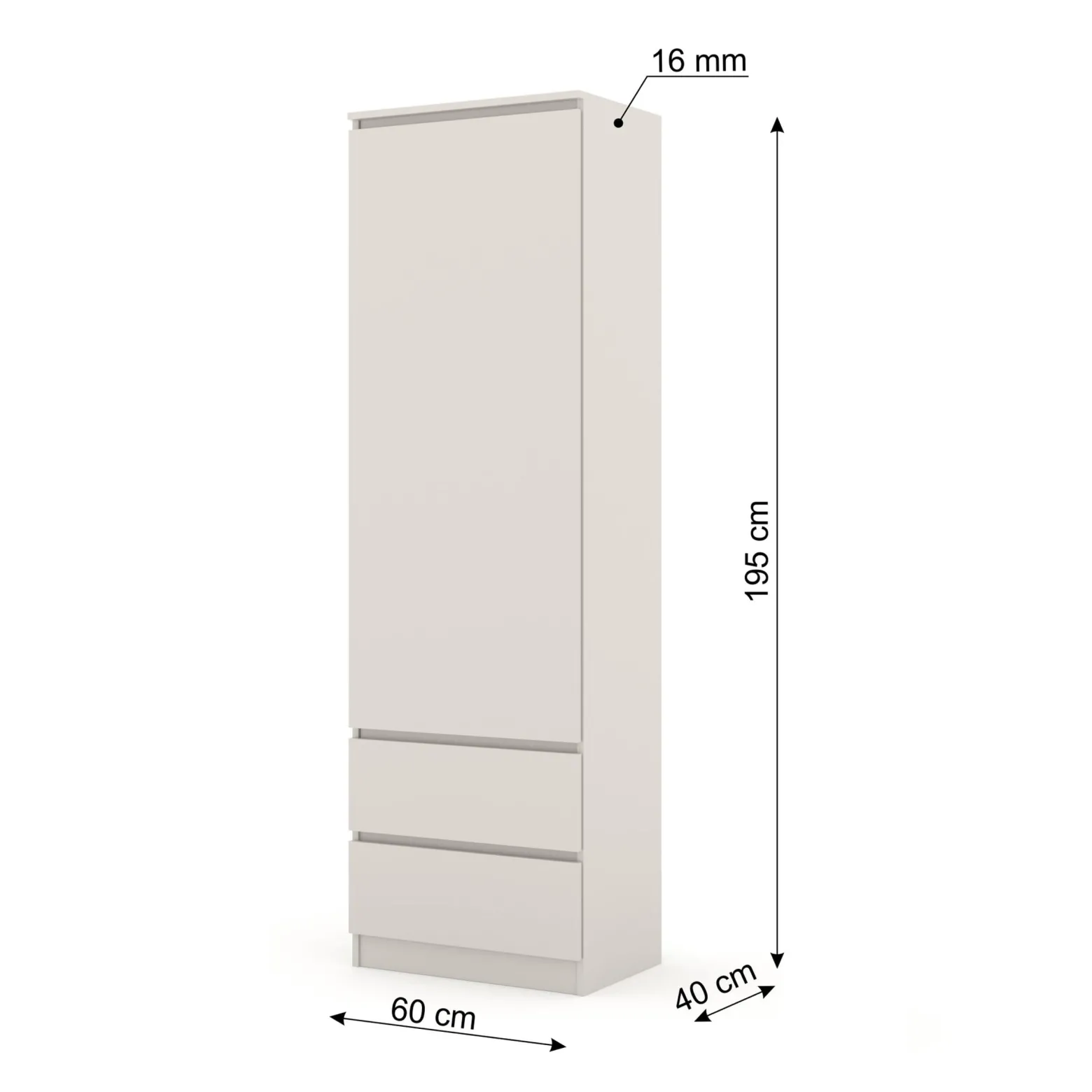 Regał pełny MAJA 60 cm 1D2S kaszmir 2 szuflady półki drzwi