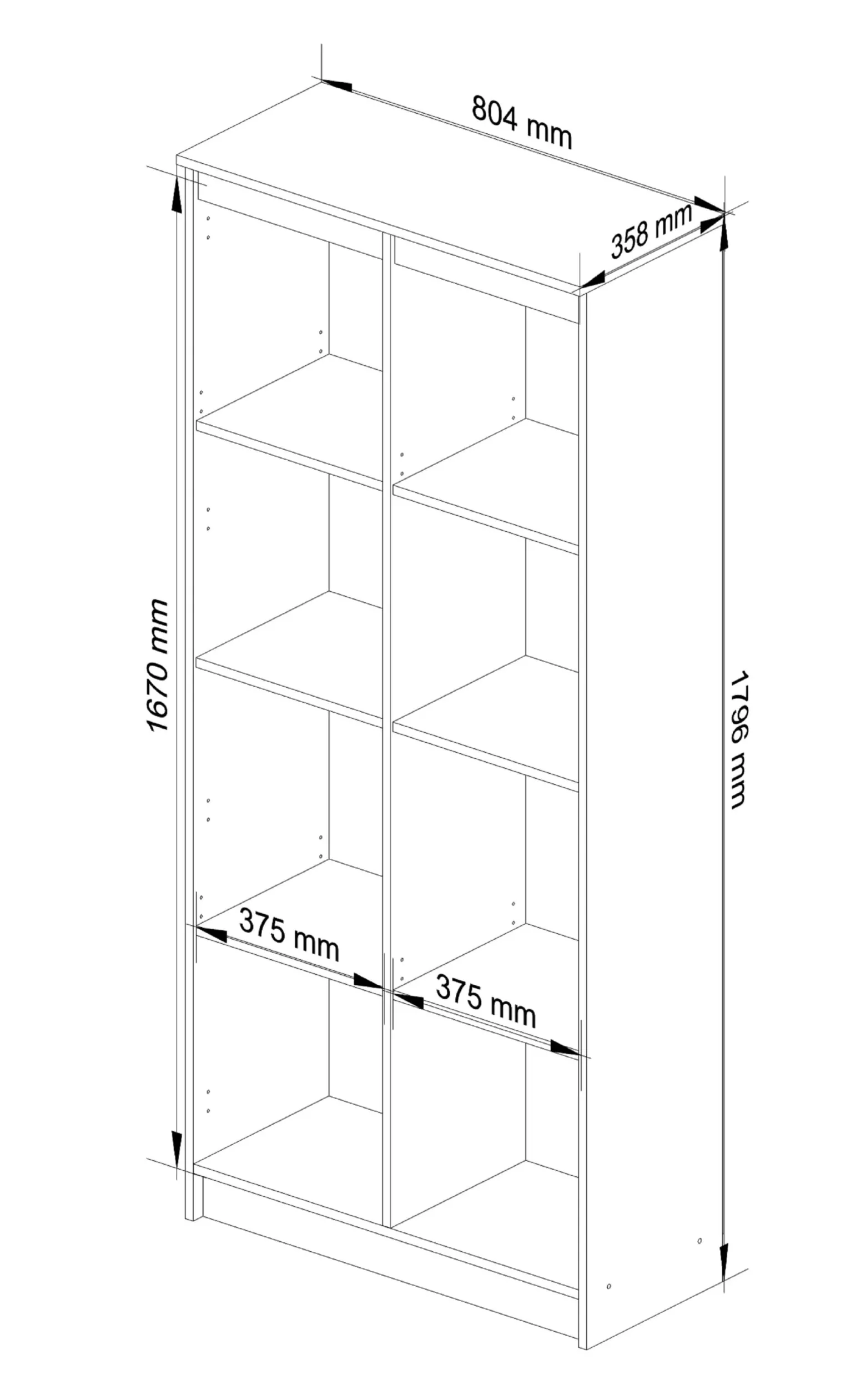 Regał R80 Biały 80x35x180 cm