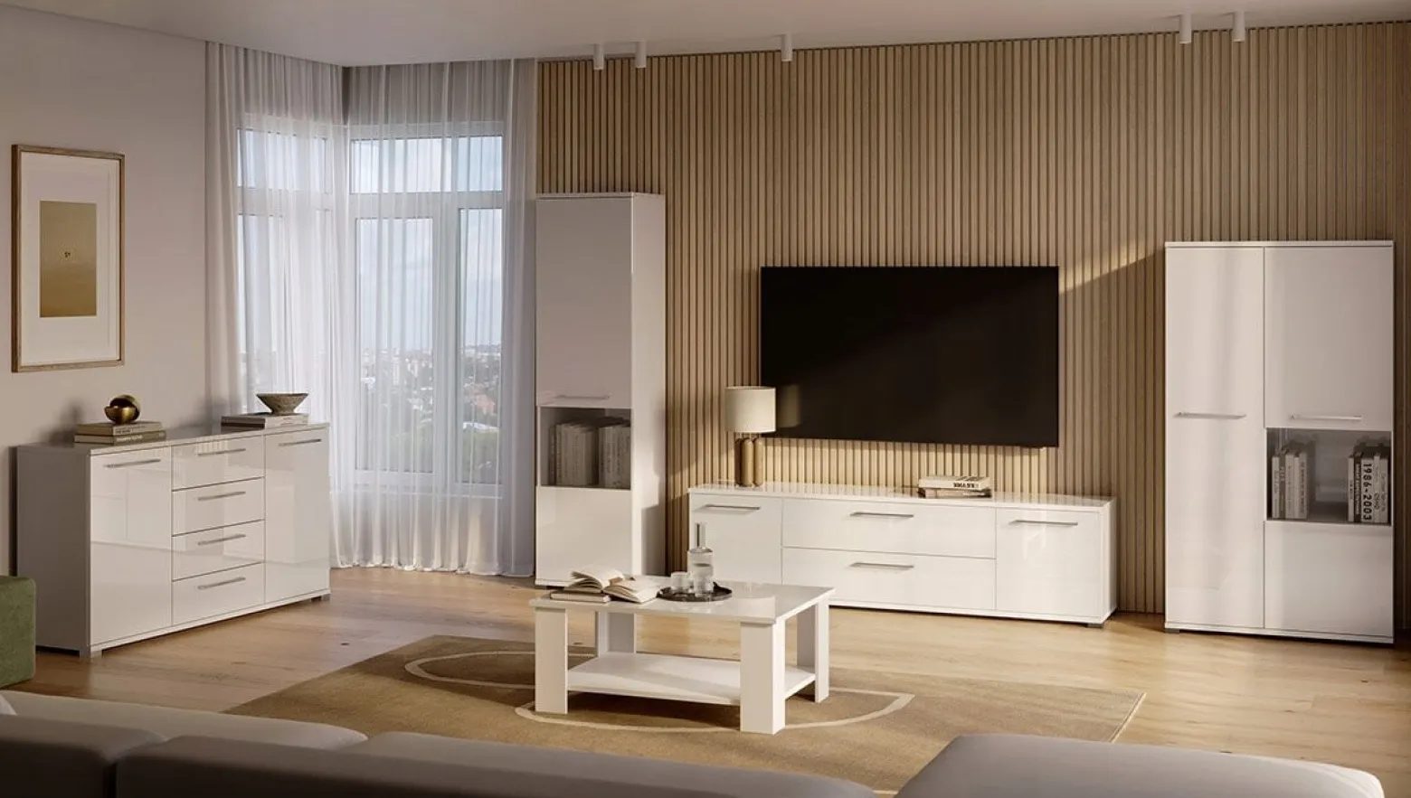 REGAŁ SŁUPEK Flory 40x90x165cm 8 PÓŁEK biały połysk