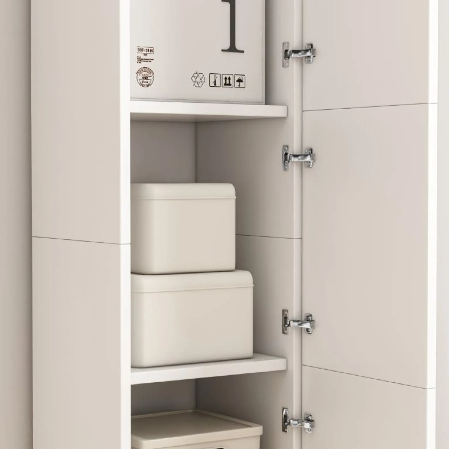 Regał Szafka Biała Nowoczesna Stojąca Słupek Wysoki Loft 3 Drzwi 170 Cm