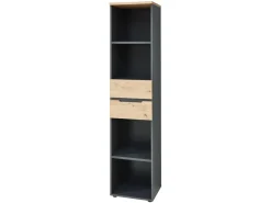 Regał Brego 45 cm z 2 szufladami i 2 półkami antracyt/dąb artisan