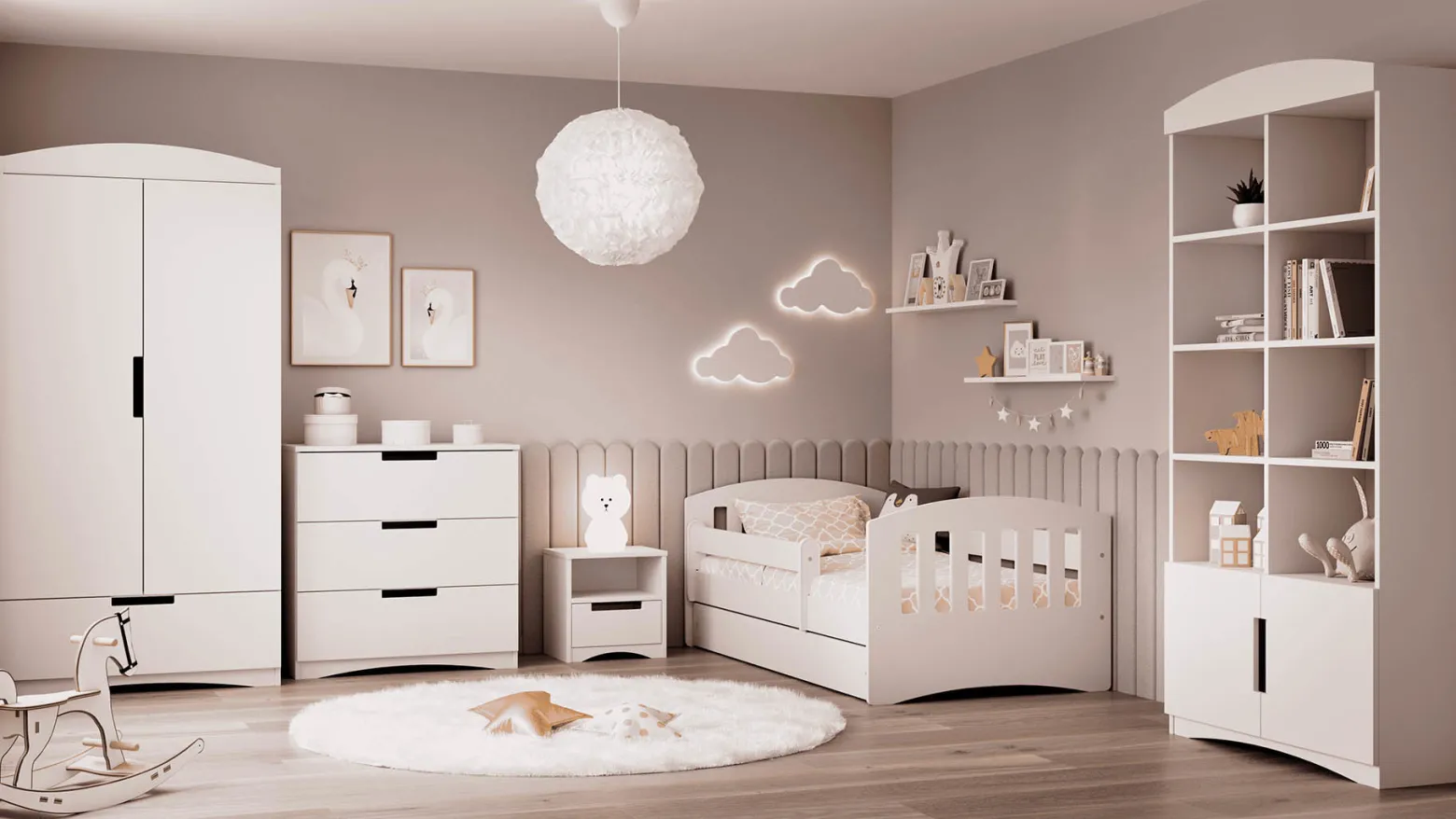 Regał Classic 90 cm z 2 drzwiami i 8 półkami biały