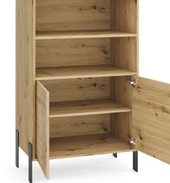 Regał 127 cm z szafką na książki do salonu NUVIO dąb artisan
