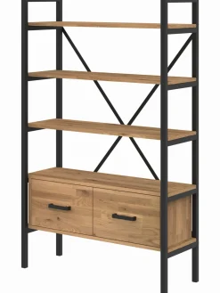Regał dębowy Medium-Cabinet 160x80x30 cm LOFT z drzwiczkami K1-1