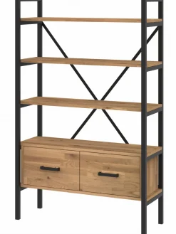 Regał dębowy Medium-Cabinet 160x80x30 cm LOFT z drzwiczkami K1-1