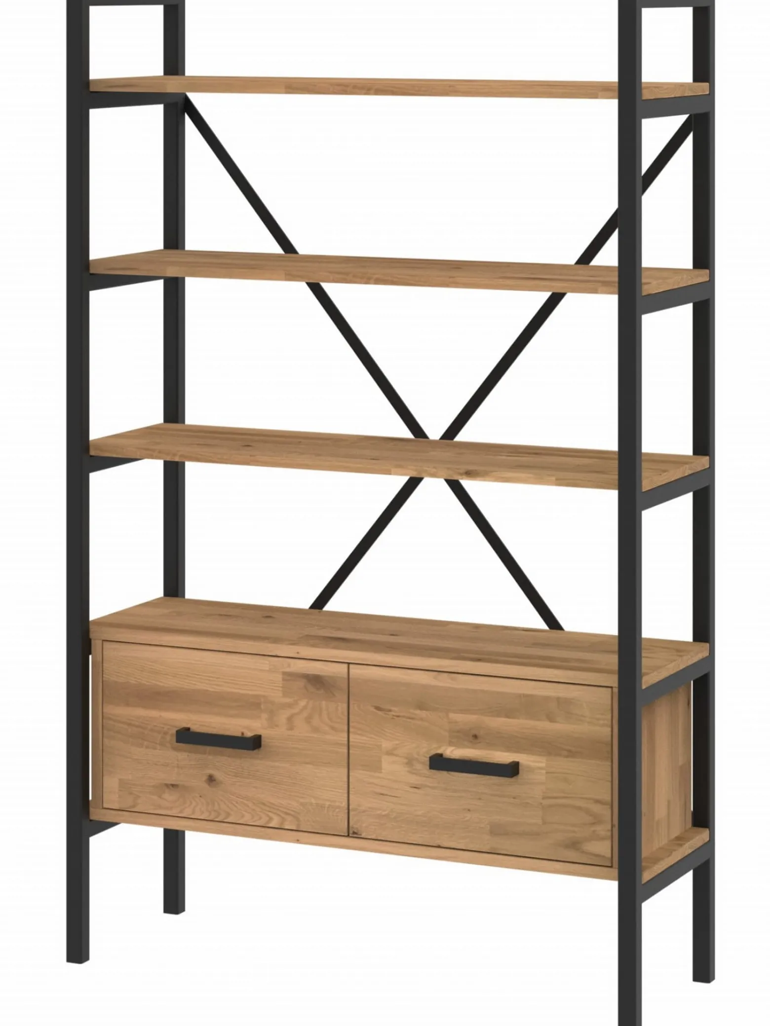 Regał dębowy Medium-Cabinet 160x80x30 cm LOFT z drzwiczkami K1-1