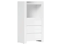 Regał Holten 68 cm z 3 szufladami i 4 półkami biały