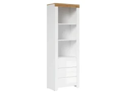 Regał Holten 68 cm z 3 szufladami i 4 półkami biały
