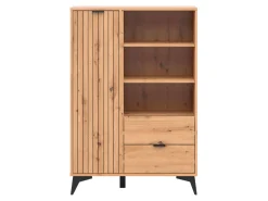 Regał Lamea 90 cm z drzwiami 2 szufladami i 2 półkami dąb artisan