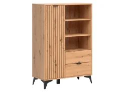Regał Lamea 90 cm z drzwiami 2 szufladami i 2 półkami dąb artisan
