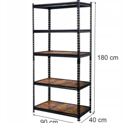 Regał Loftowy Industrialny Na Książki 2W1 5 Półek 180X90X40 Cm Mega-M