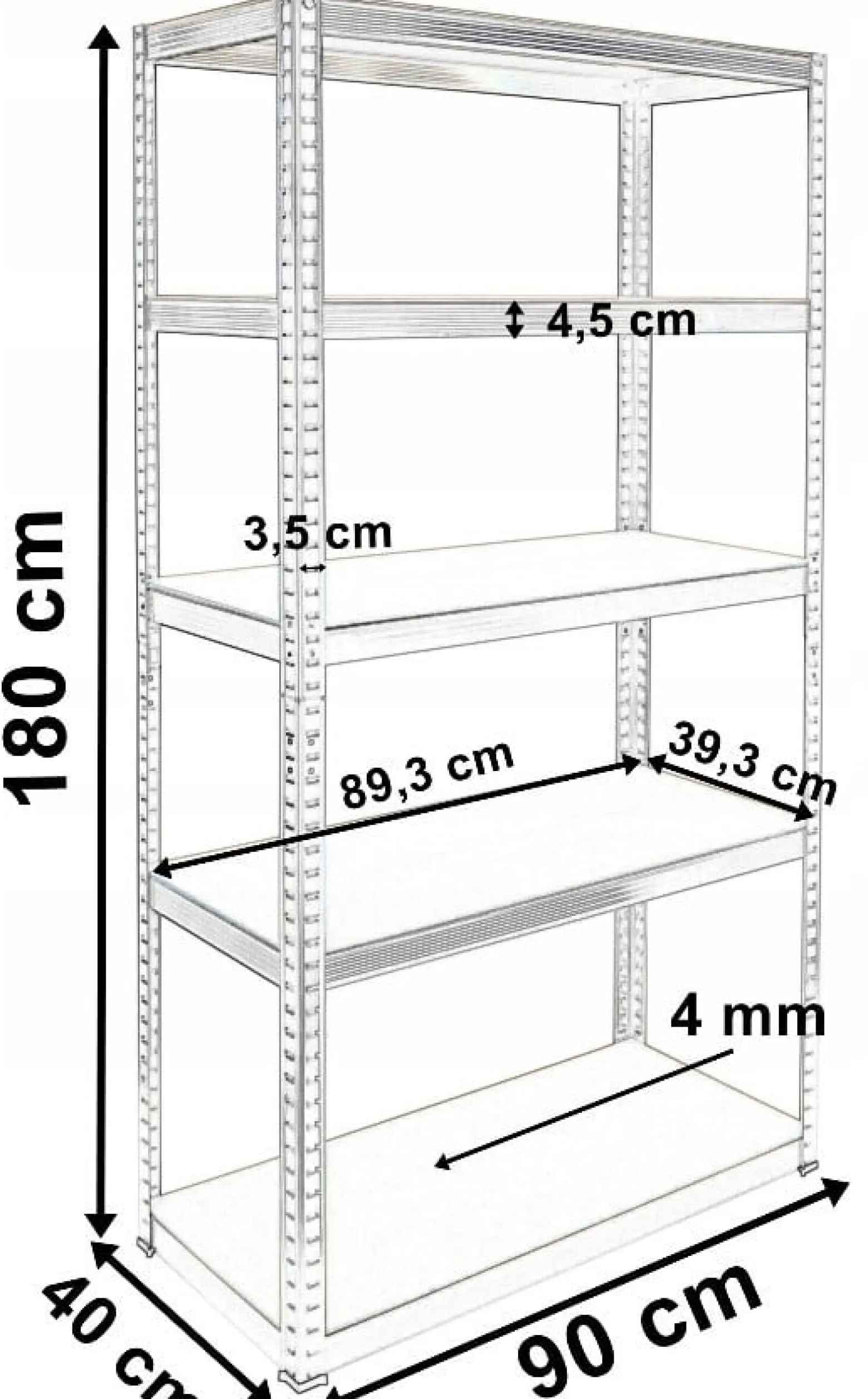 Regał magazynowy metalowy G9040 MDF 875KG