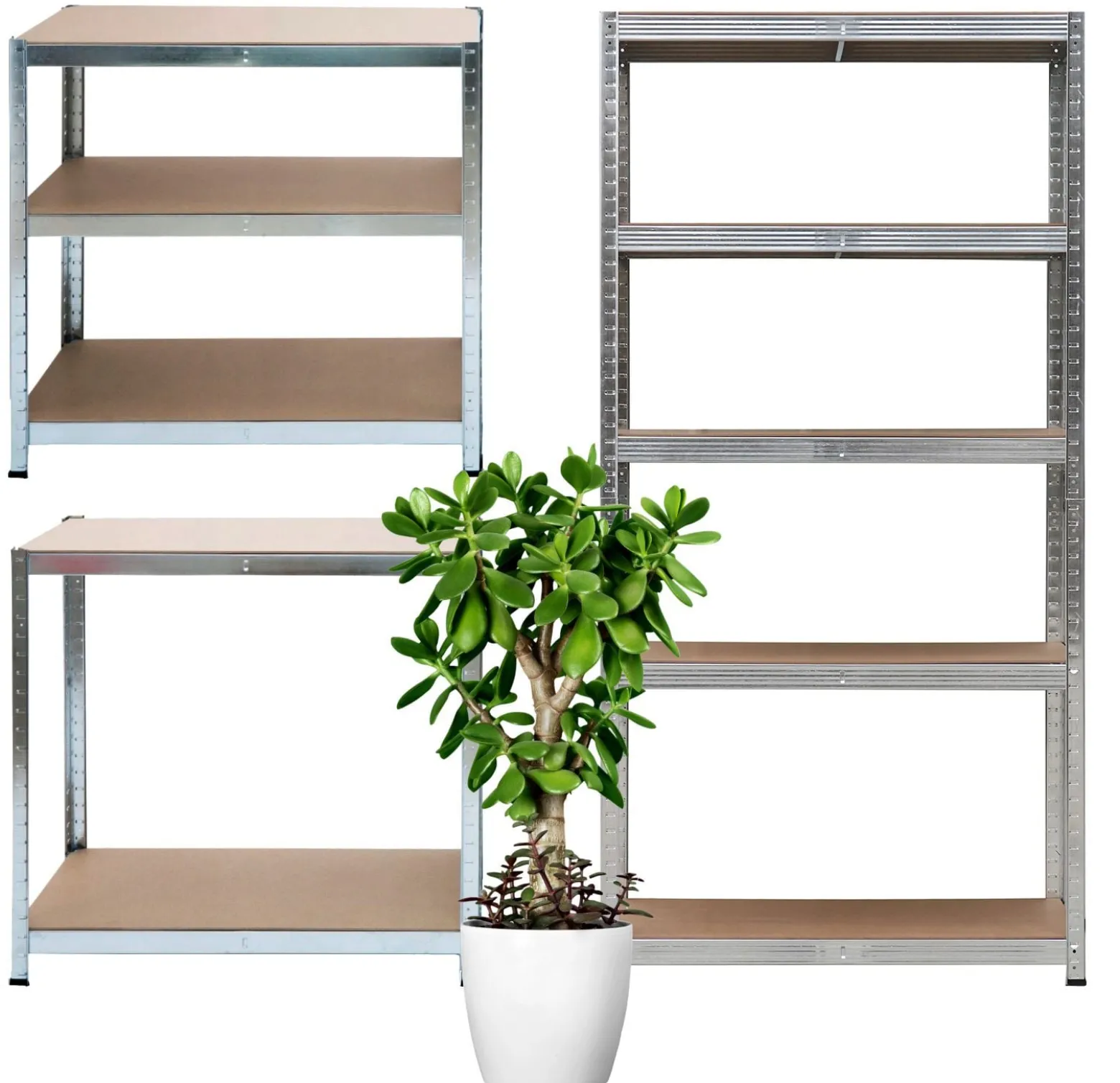 Regał magazynowy metalowy 2w1, 5 półek 150x75x30 cm