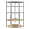 Regał magazynowy narożny metalowy srebrny 5 półek 2w1 180x90x90x40 cm