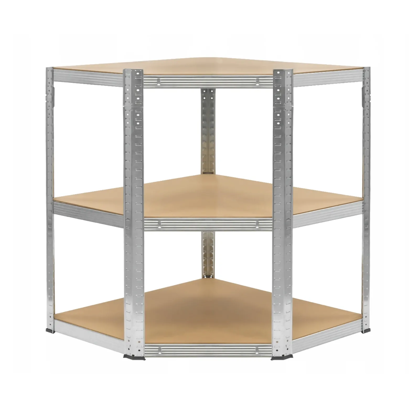 Regał magazynowy narożny metalowy srebrny 5 półek 2w1 180x90x90x40 cm