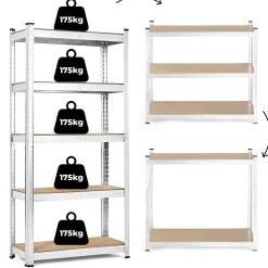 Regał magazynowy 180x90x40 cm stal galwanizowana 5 półek 875 kg ModernHome