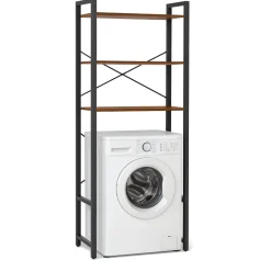 Regał nad pralkę loft półki łazienkowy olcha czarny metal 186x66x30