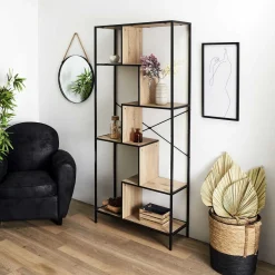 REGAŁ Rack L w stylu loft METALOWY i PŁYTA MDF w okleinie