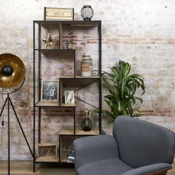 REGAŁ Rack L w stylu loft METALOWY i PŁYTA MDF w okleinie