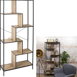 REGAŁ Rack L w stylu loft METALOWY i PŁYTA MDF w okleinie