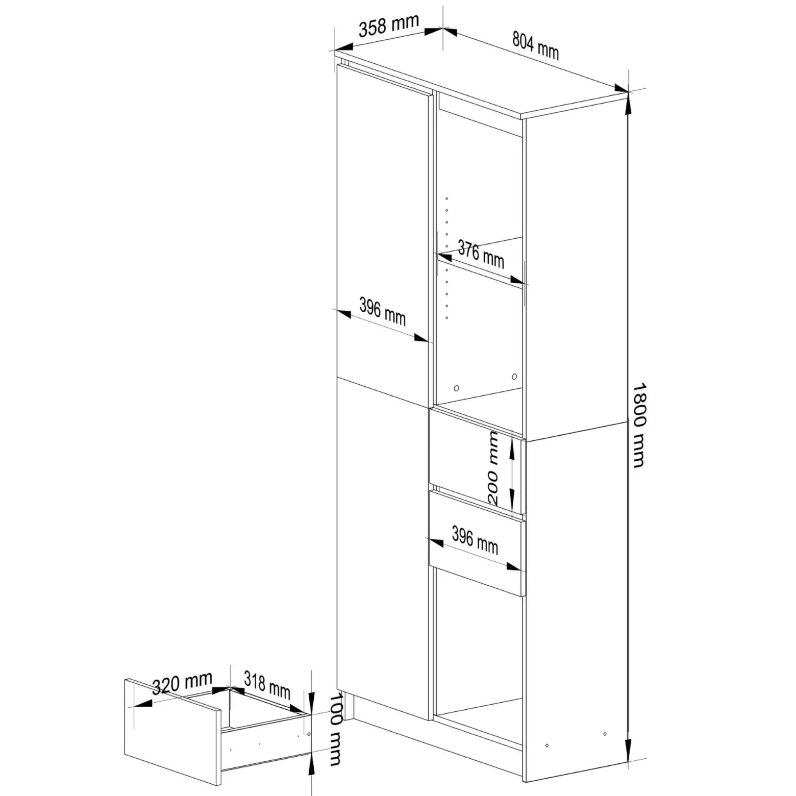 Regał R15 Biały 80x35x180 cm