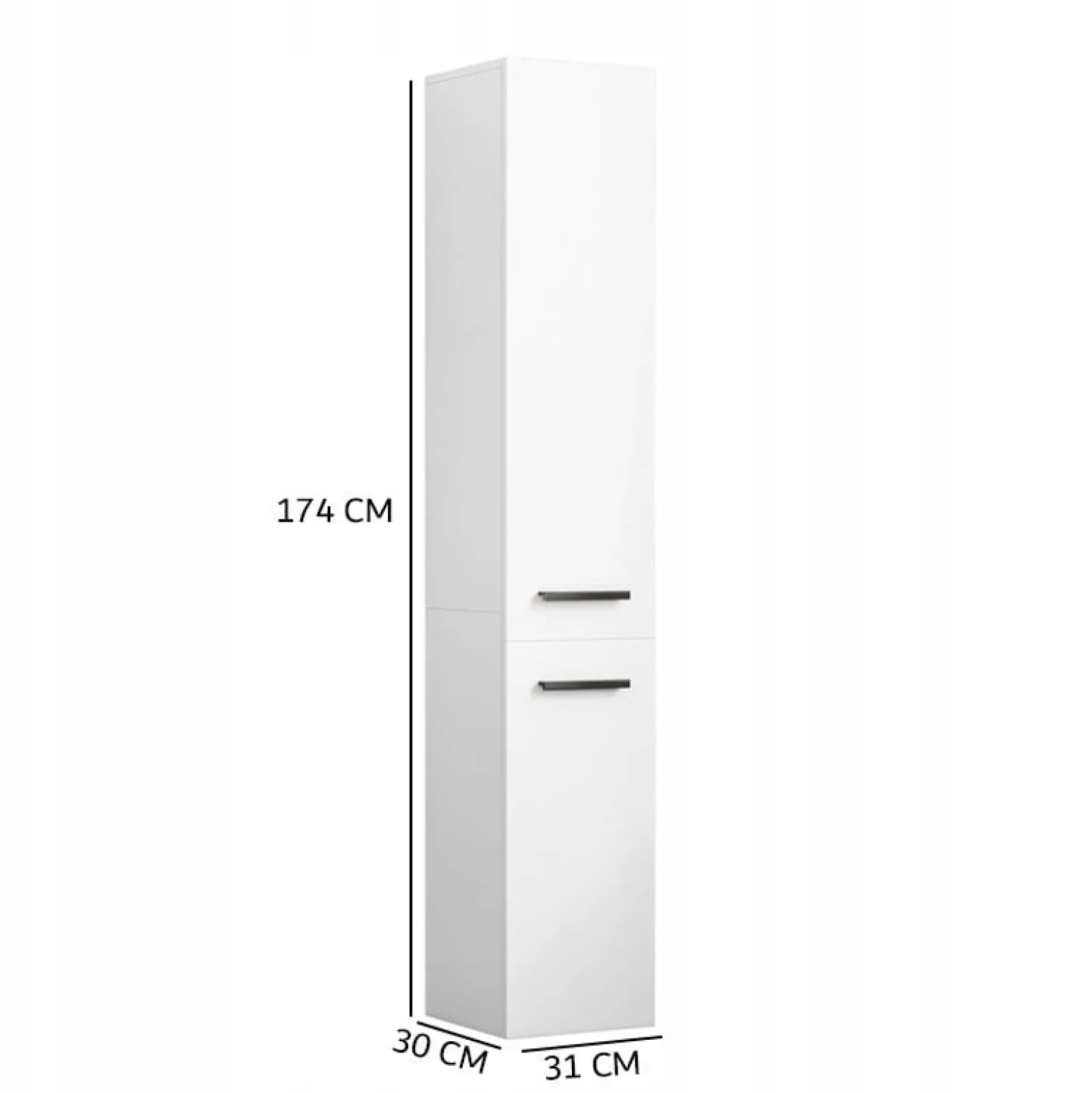 Regał szafka biała nowoczesna stojąca słupek wysoki loft 2-drzwiowy 174 cm