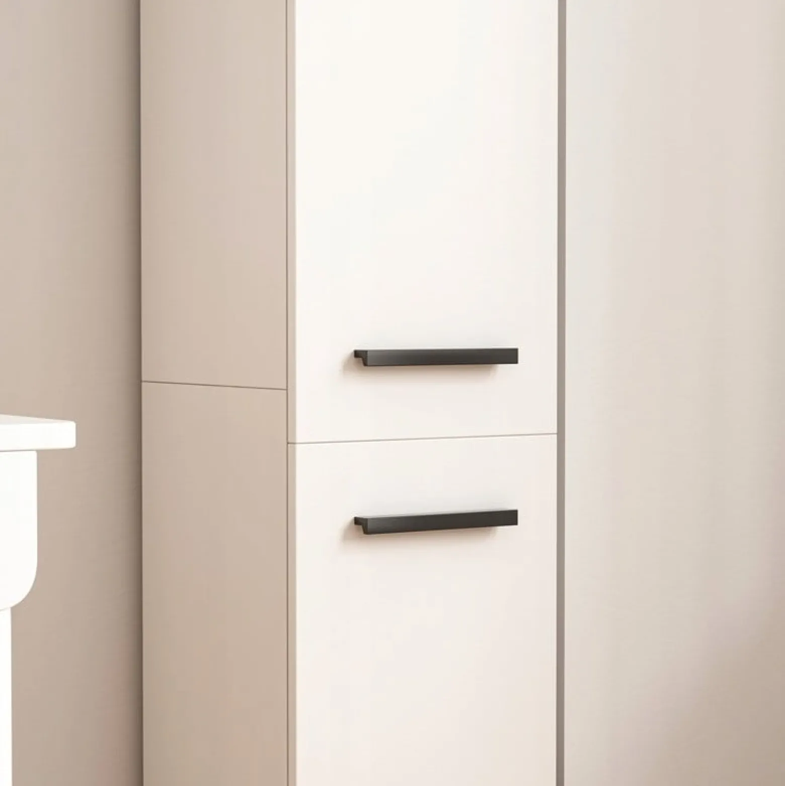 Regał szafka biała nowoczesna stojąca słupek wysoki loft 2-drzwiowy 174 cm